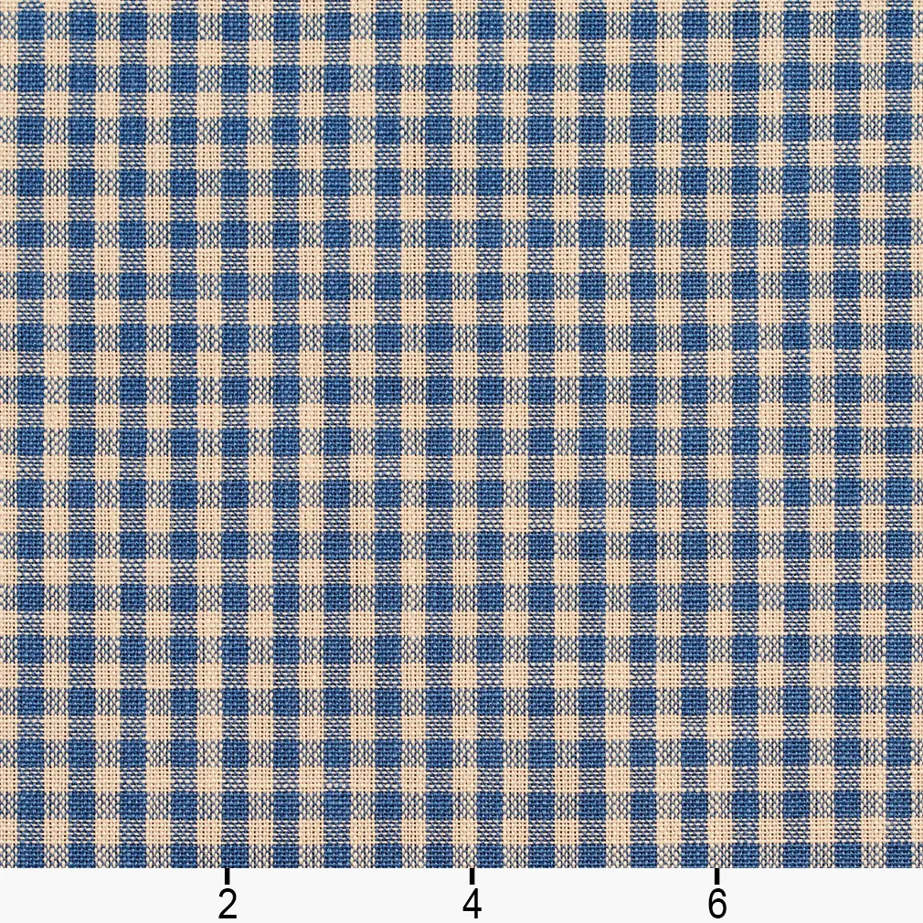 Navy Gingham Check Fabric - 60 Inch Wide Cotton Blend By The Yard