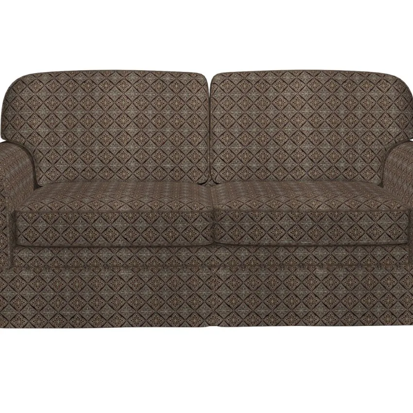 Midnight Beige and Brown Vintage Moorish Decorative Tile Brocade Upholstery Fabric — Fabric on furniture
