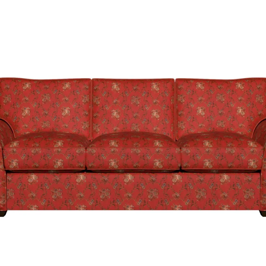 Rose Beige and Coral Antique French Vintage Large Floral Brocade Upholstery Fabric — Fabric on furniture