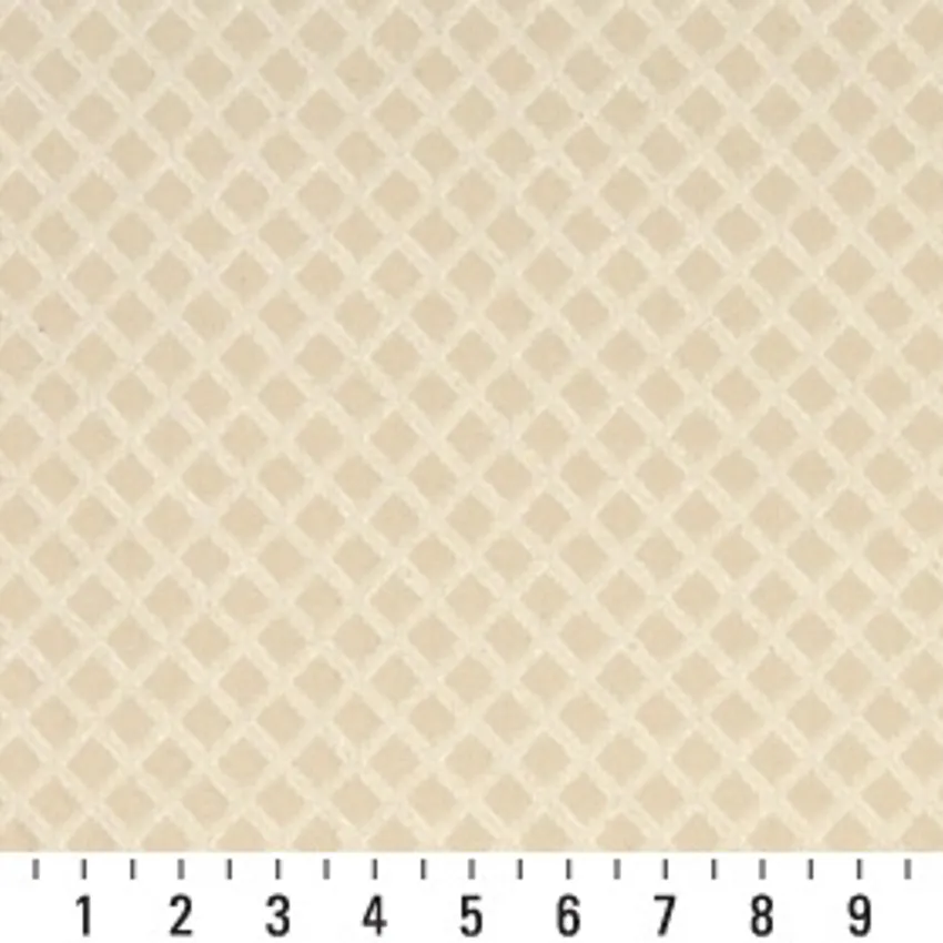 Ecru Diamond Beige and White Abstract Damask Drapery and Upholstery Fabric by the Yard — Scale in inches