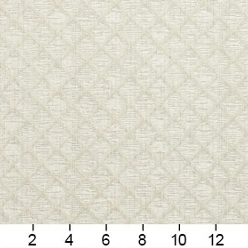 Oyster Diamond White Small Scale Damask Drapery and Upholstery Fabric by the Yard — Scale in inches