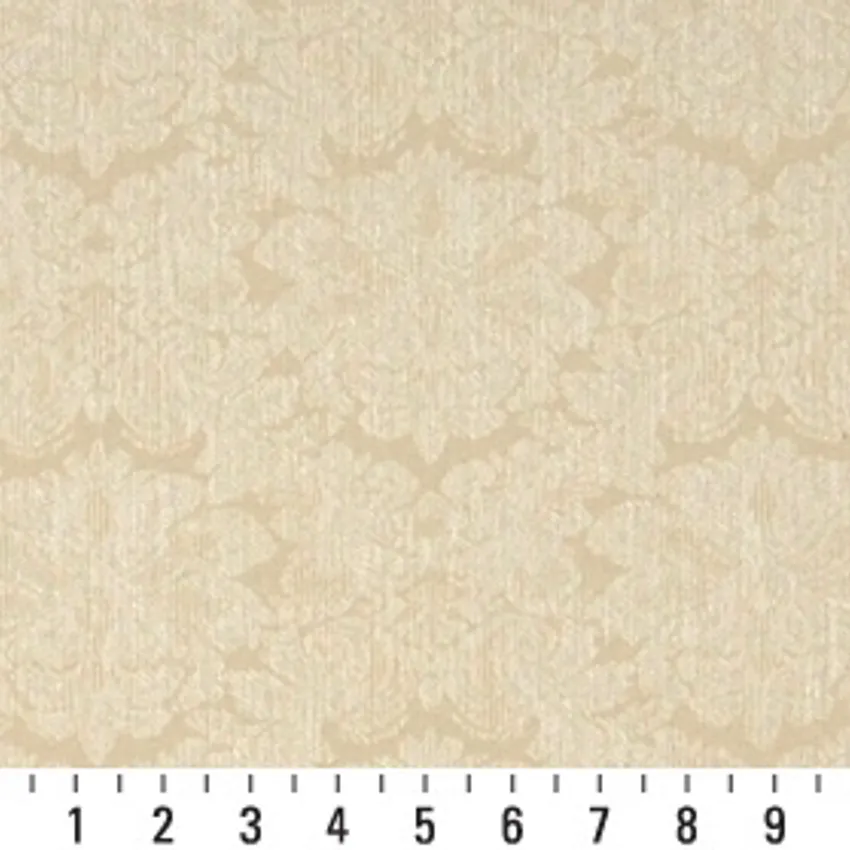 Ivory Beige and White Floral Damask Upholstery Fabric by the Yard — Scale in inches