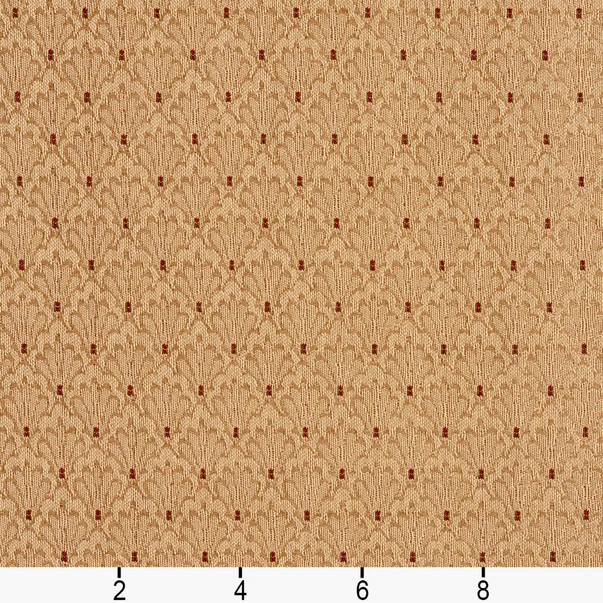 Sand Beige and Gold Country Damask Upholstery Fabric by the Yard — Scale in inches