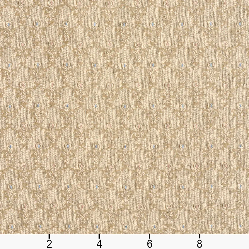 Khaki Beige Country Damask Upholstery Fabric by the Yard — Scale in inches
