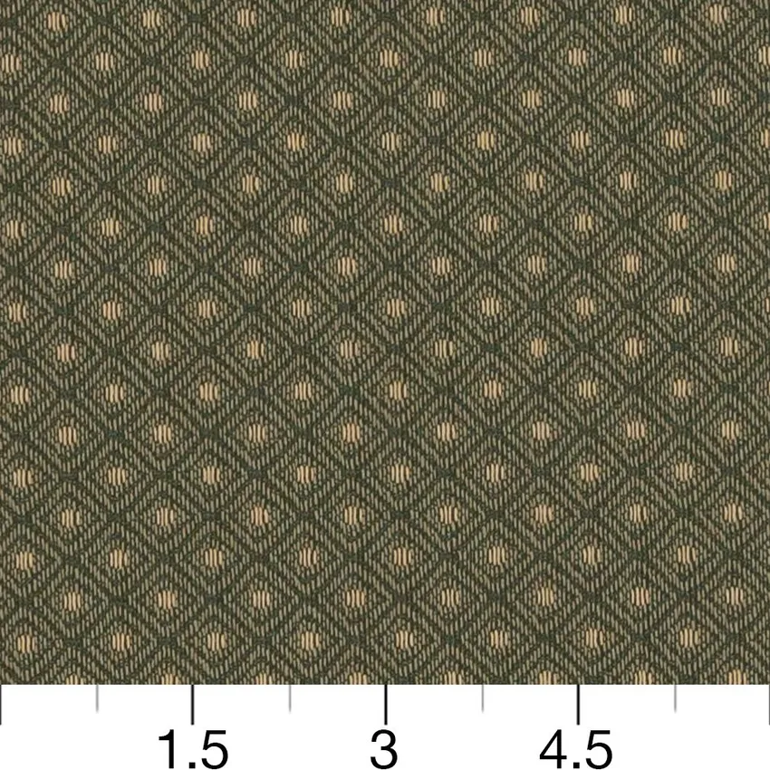 Ivy Green Diamond Damask Drapery and Upholstery Fabric by the Yard — Scale in inches