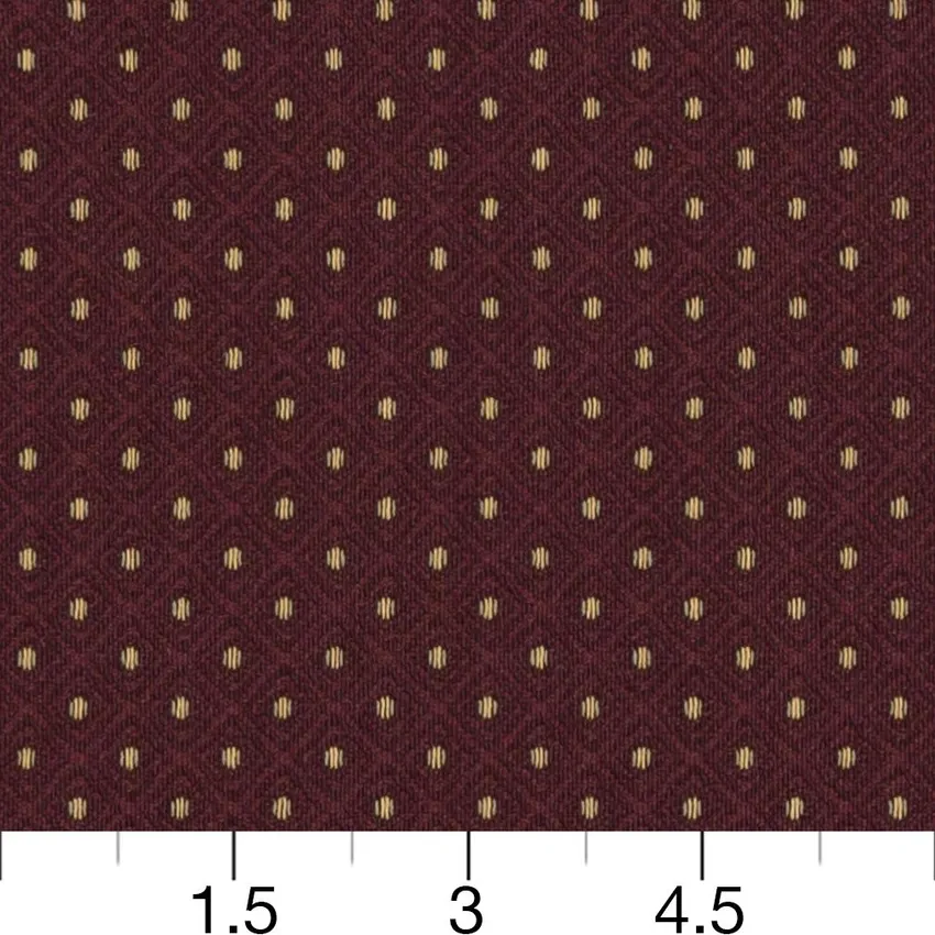 Wineberry Burgundy Diamond Damask Drapery and Upholstery Fabric by the Yard — Scale in inches