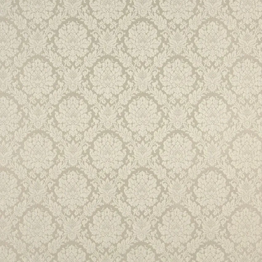 Almond Beige Floral Damask Upholstery Fabric by the Yard