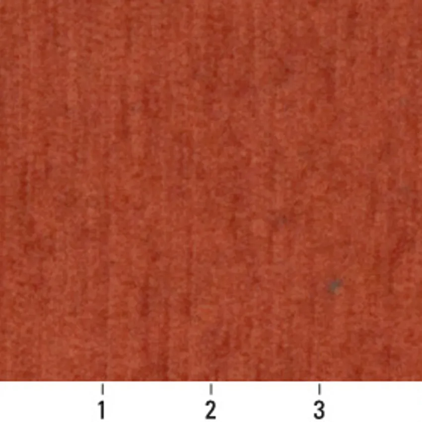 Paprika Coral Burgundy Plain Chenille Upholstery Fabric — Scale in inches