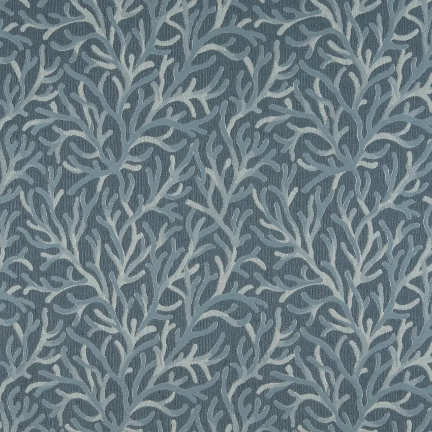 Wedgewood Meadow Dark Blue and Light Blue Foliage Brocade Upholstery Fabric by the Yard