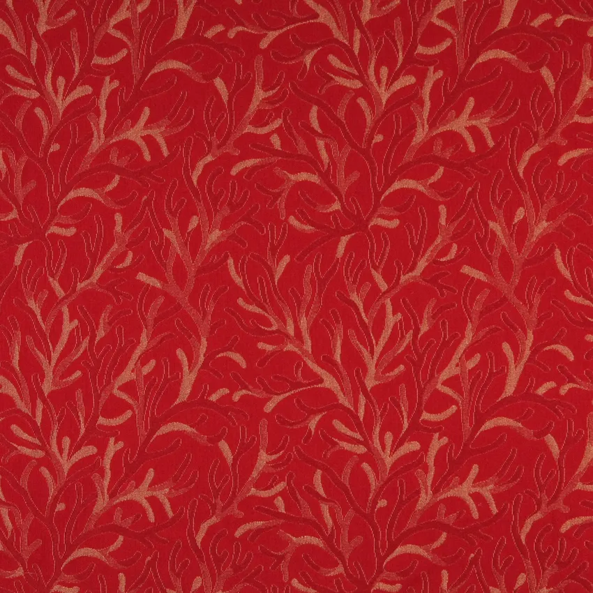 Ruby Meadow  Foliage Brocade Upholstery Fabric by the Yard