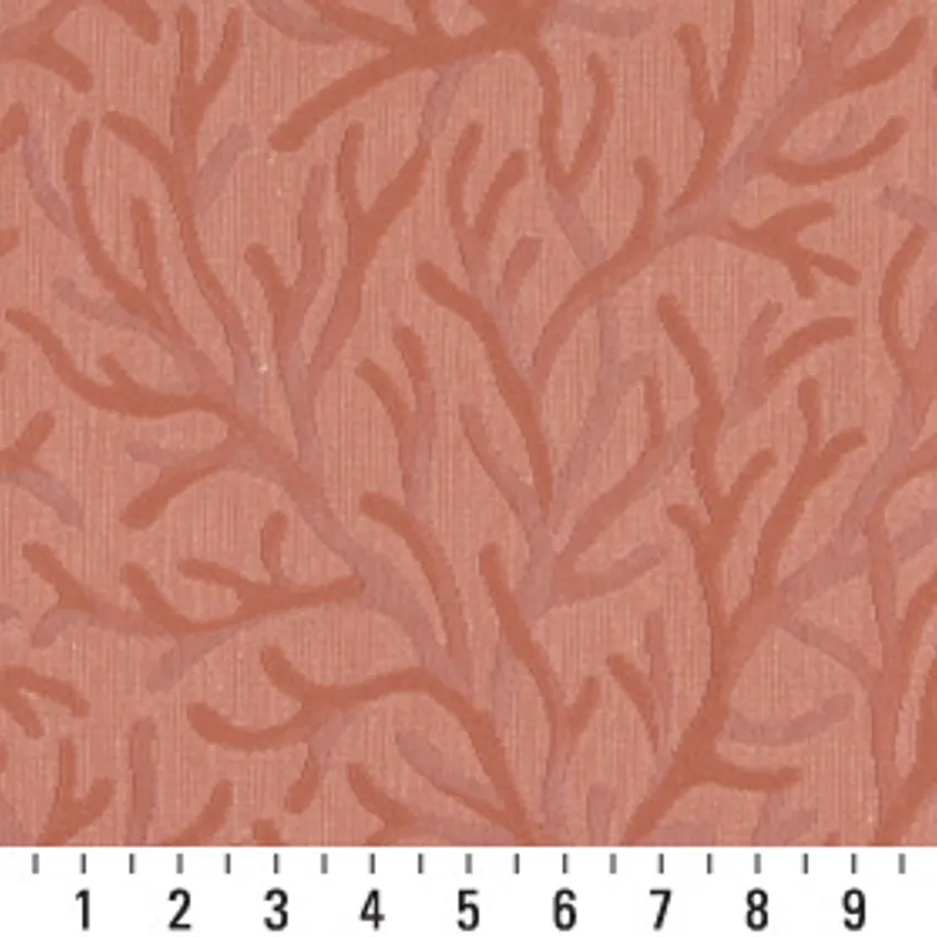 Blush Meadow Pink Foliage Brocade Upholstery Fabric by the Yard — Scale in inches