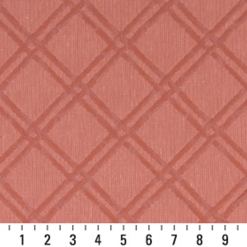 Blush Trellis Pink Contemporary Brocade Upholstery Fabric by the Yard — Scale in inches