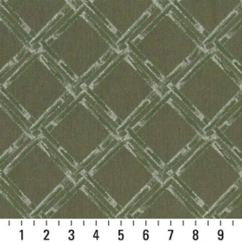 Pine Trellis Dark Green and Light Green Contemporary Brocade Upholstery Fabric by the Yard — Scale in inches