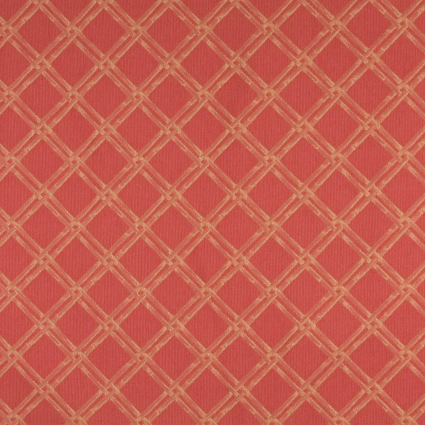 Coral Trellis Coral Contemporary Brocade Upholstery Fabric by the Yard