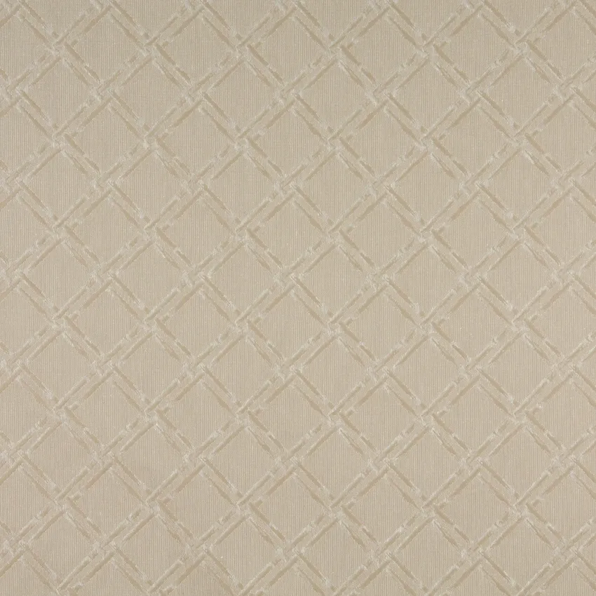 Linen Trellis Beige and White Contemporary Brocade Upholstery Fabric by the Yard