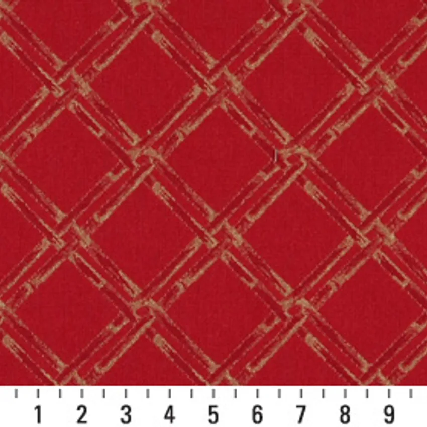 Ruby Trellis  Contemporary Brocade Upholstery Fabric by the Yard — Scale in inches