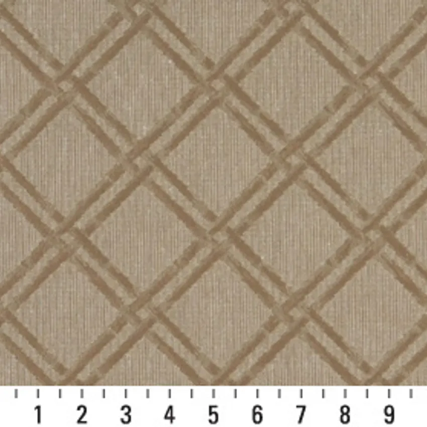 Desert Trellis Beige and Brown Contemporary Brocade Upholstery Fabric by the Yard — Scale in inches