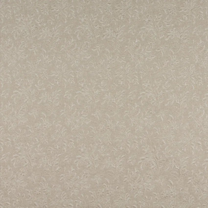 Linen Petal Beige and White Floral Brocade Upholstery Fabric by the Yard