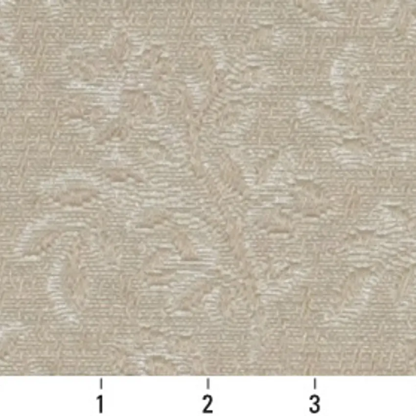 Linen Petal Beige and White Floral Brocade Upholstery Fabric by the Yard — Scale in inches