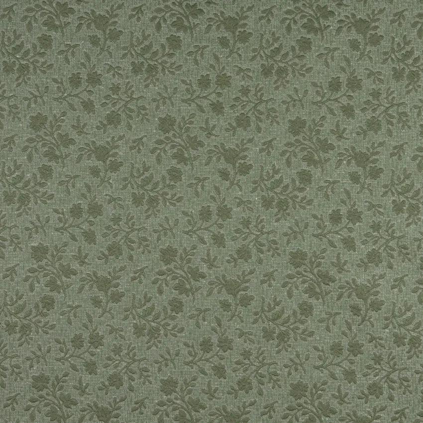 Pine Petal Dark Green and Light Green Floral Brocade Upholstery Fabric by the Yard
