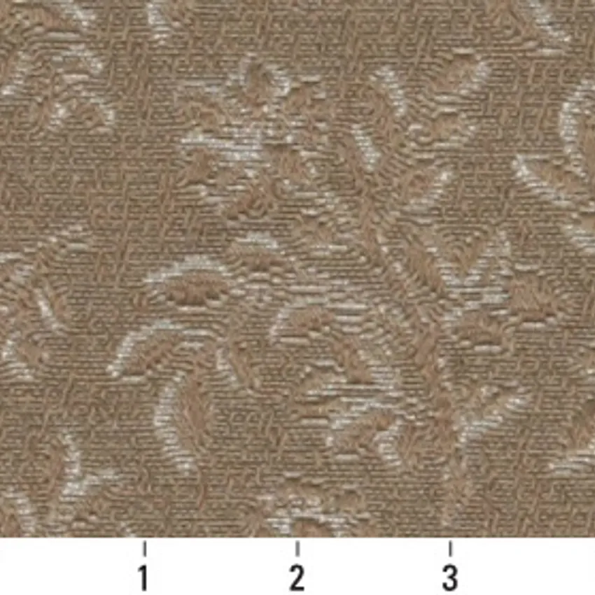 Desert Petal Beige and Brown Floral Brocade Upholstery Fabric by the Yard — Scale in inches
