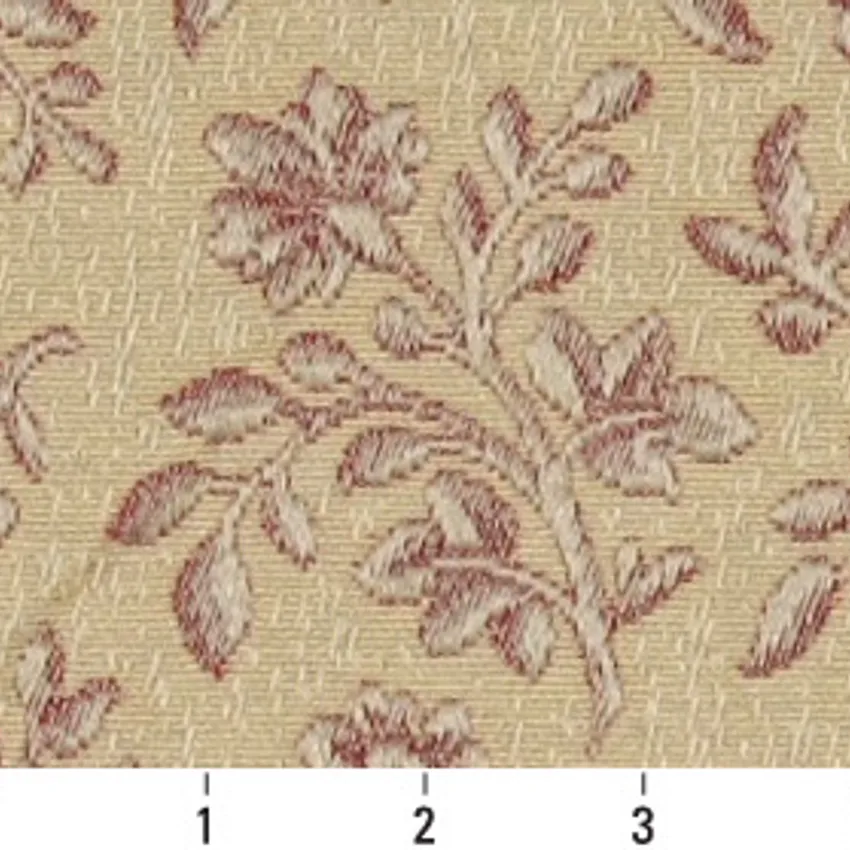 Wine Petal Beige and Pink Floral Brocade Upholstery Fabric by the Yard — Scale in inches