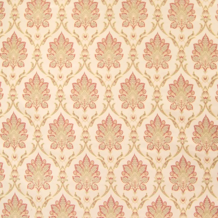 Natural Red Medallion Jacquard Upholstery Fabric by the Yard