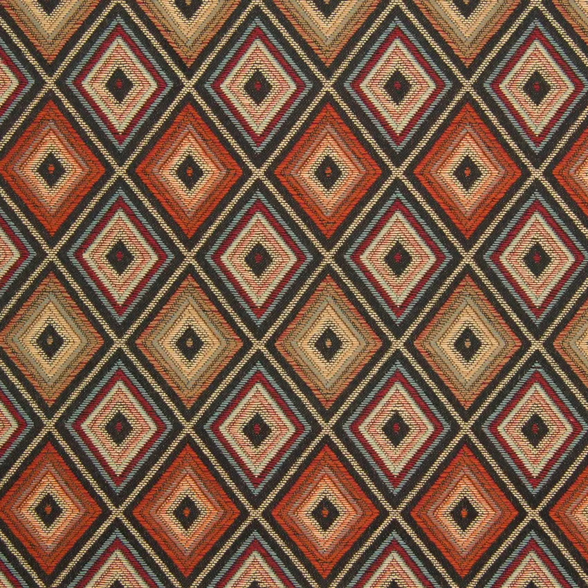 Black Red Diamond Jacquard Upholstery Fabric by the Yard