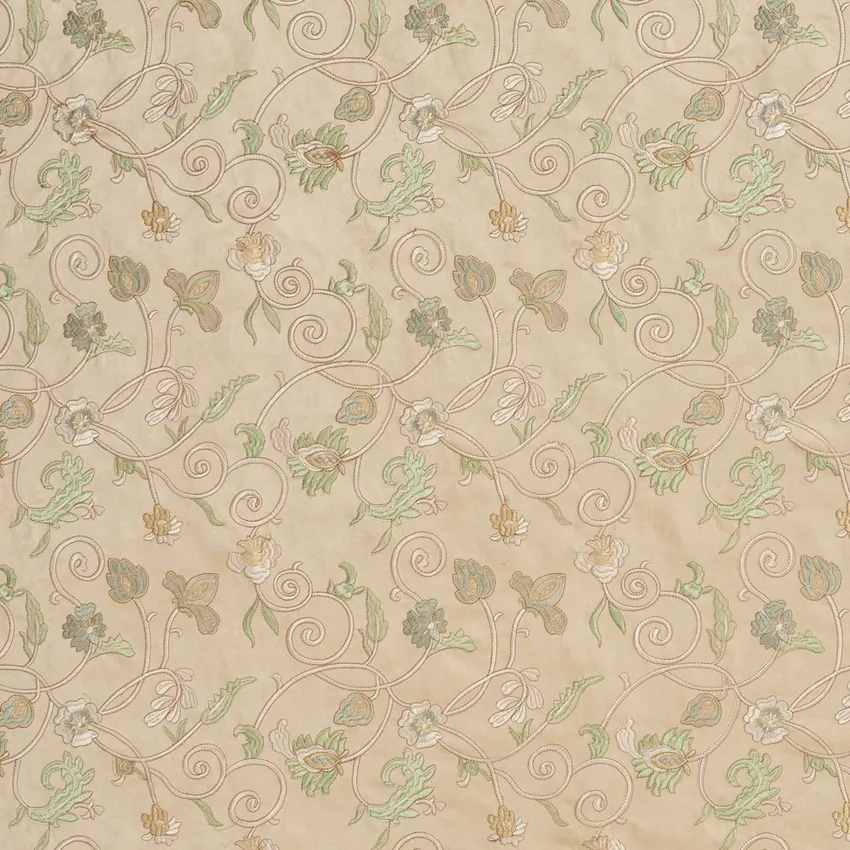 Linen Trellis Beige and White Floral Vine Microfiber Upholstery Fabric