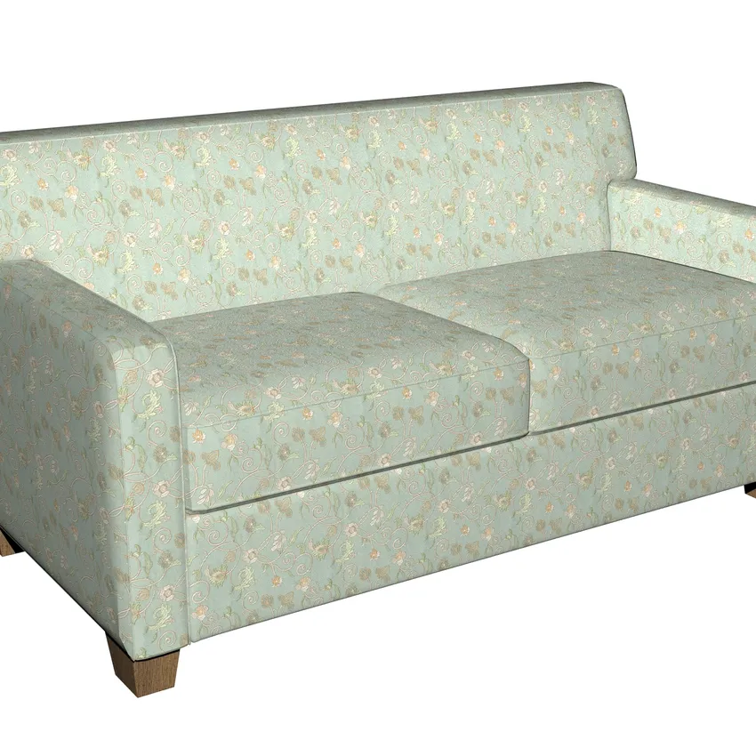 Jade and Light Green Floral Microfiber Upholstery Fabric — Fabric on furniture