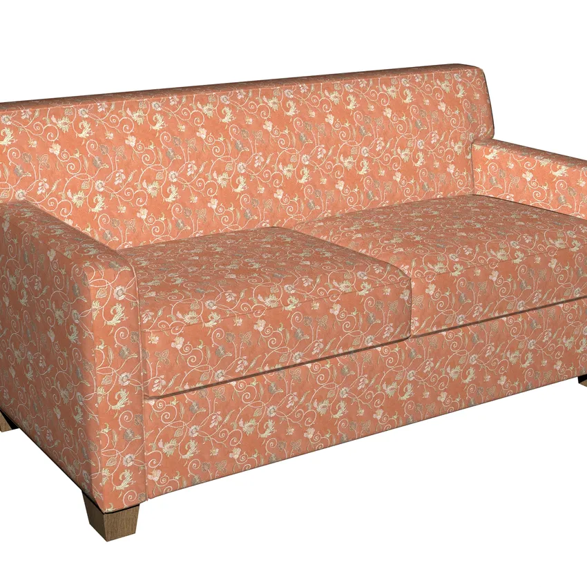 Apricot and Coral Floral Microfiber Upholstery Fabric — Fabric on furniture