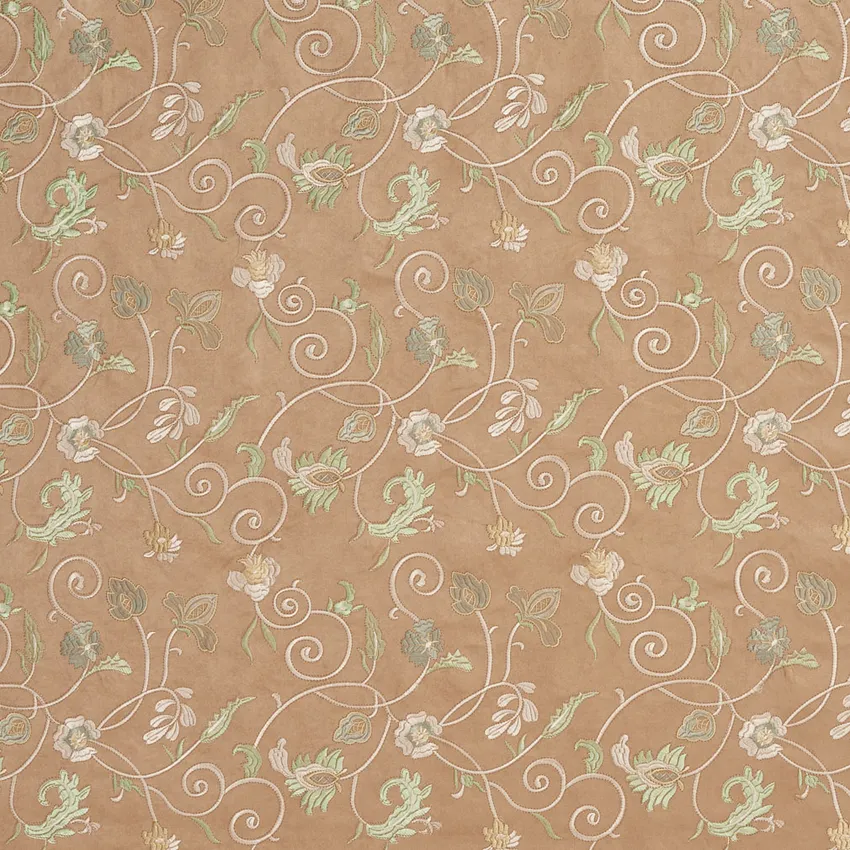 Mocha Beige and Brown Floral Microfiber Upholstery Fabric