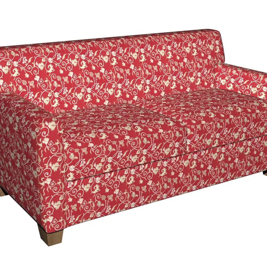 Burgundy and Cream Floral Microfiber Upholstery Fabric — Fabric on furniture