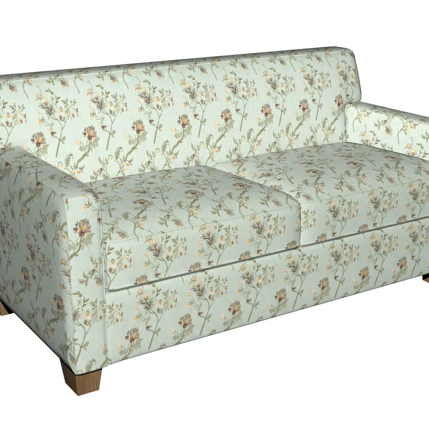 Jade and Light Green Asian Floral Microfiber Upholstery Fabric — Fabric on furniture