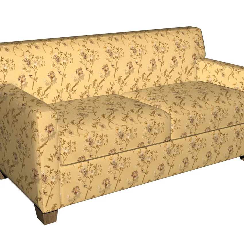 Yellow Gold Asian Floral Microfiber Upholstery Fabric — Fabric on furniture