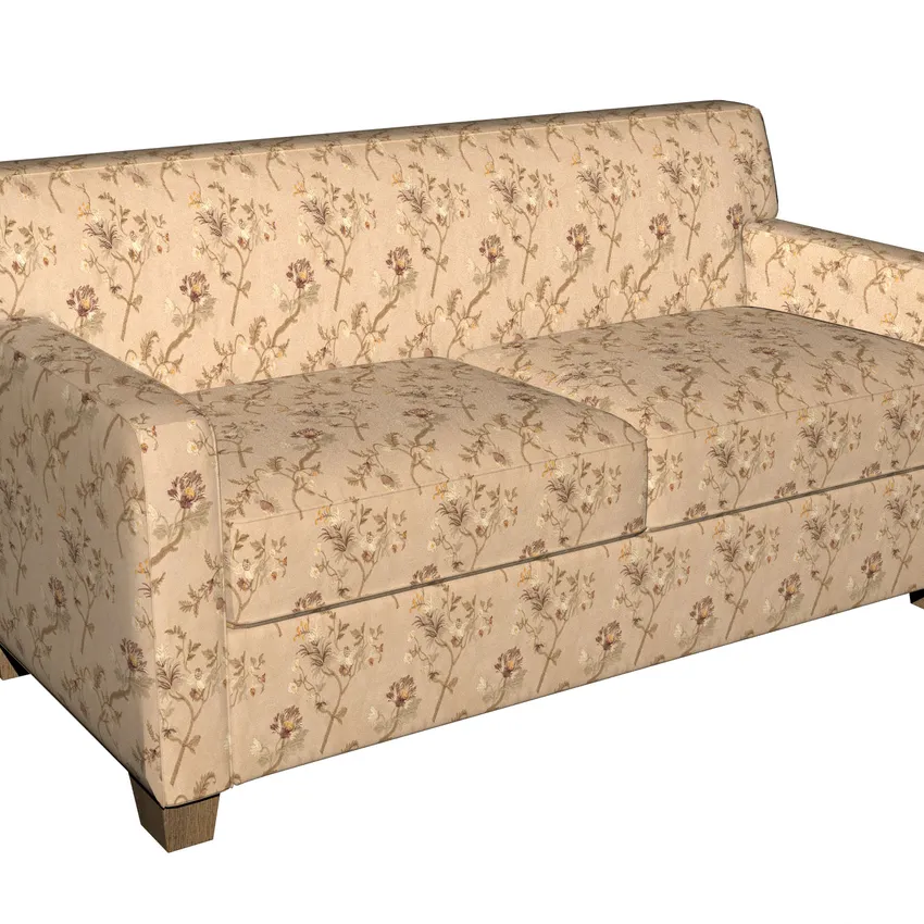 Mocha Beige and Brown Asian Floral Microfiber Upholstery Fabric — Fabric on furniture
