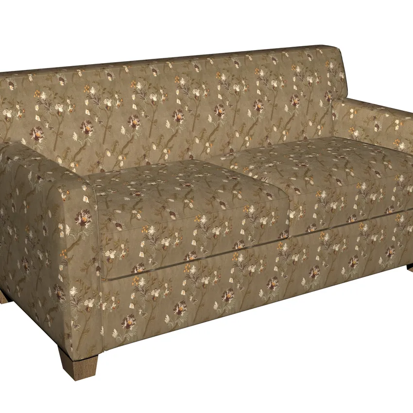 Marsh Dark Green Asian Floral Microfiber Upholstery Fabric — Fabric on furniture