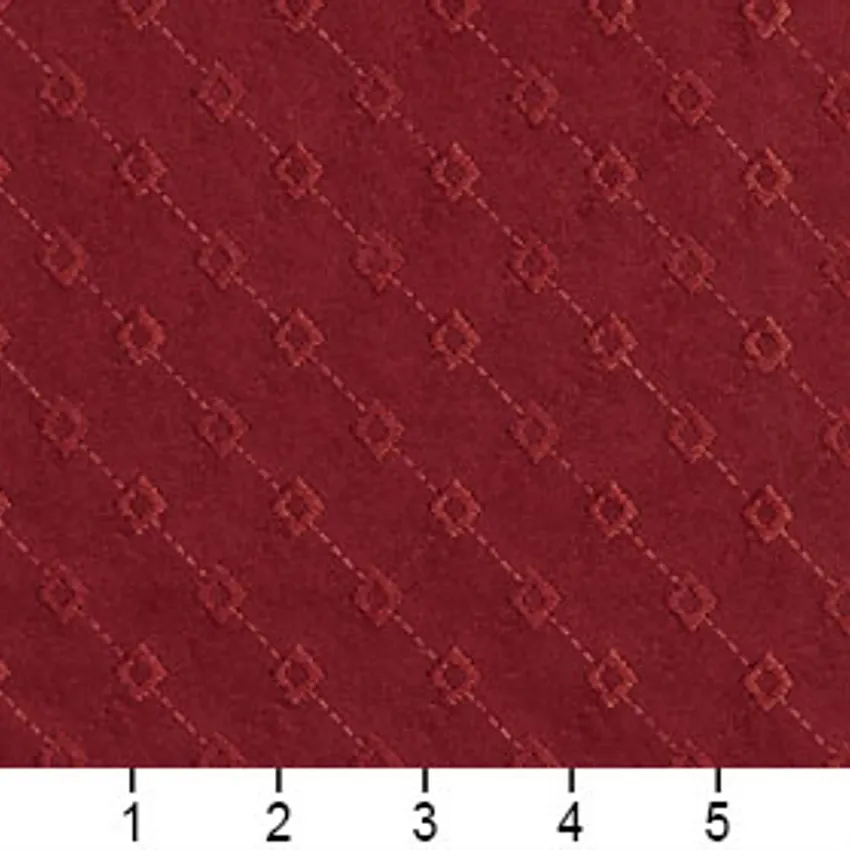 Wine and Burgundy Abstract Diamond Microfiber Upholstery Fabric — Scale in inches