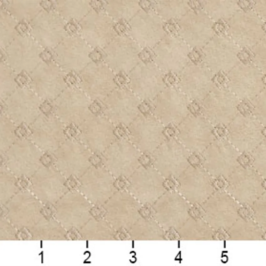 Linen White Abstract Diamond Microfiber Upholstery Fabric — Scale in inches