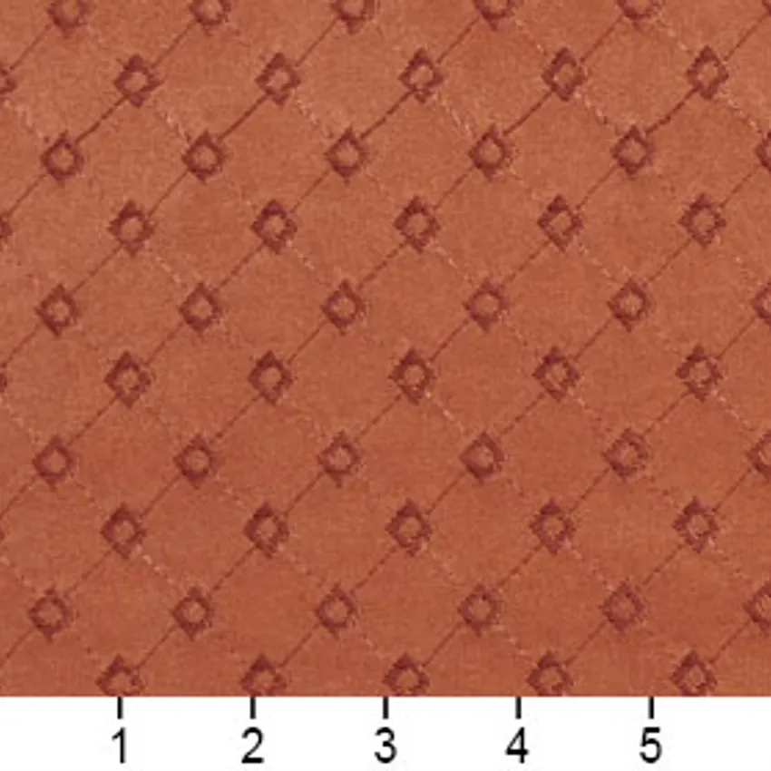 Apricot Coral Abstract Diamond Microfiber Upholstery Fabric — Scale in inches