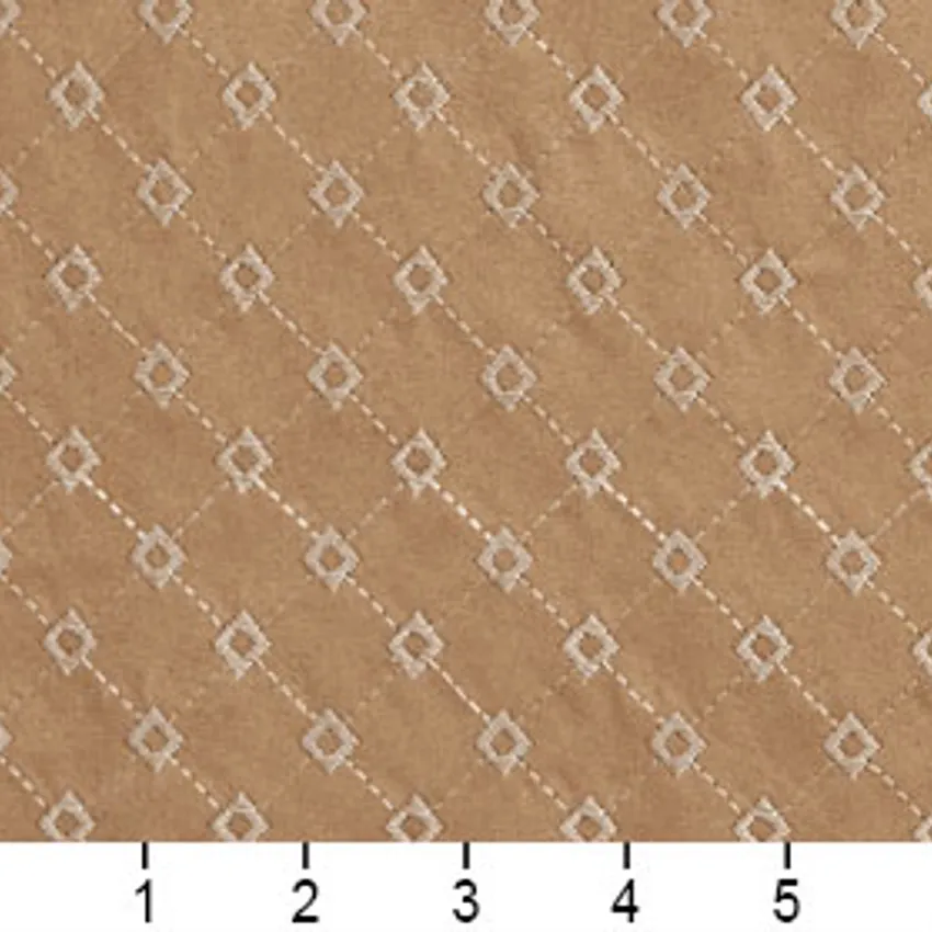 Mocha Beige and Brown Abstract Diamond Microfiber Upholstery Fabric — Scale in inches