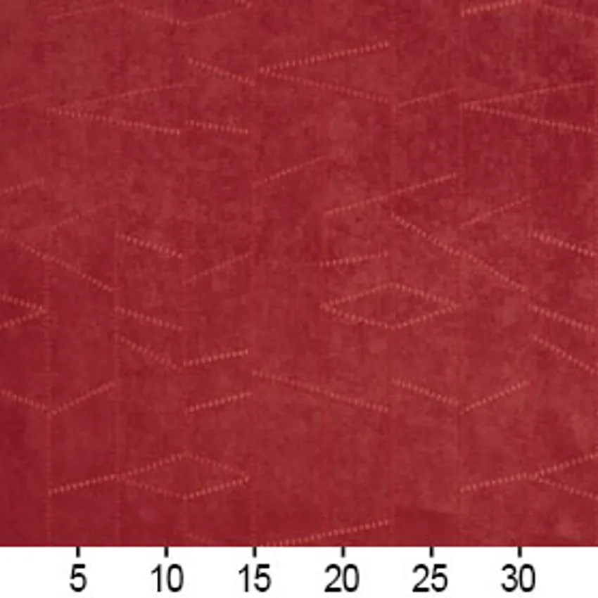 Wine and Red Geometric Ultrastitch Abstract Microfiber Upholstery Fabric — Scale in inches