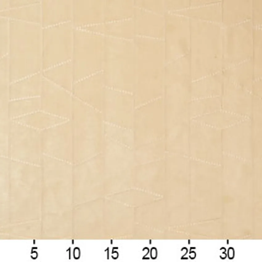 Linen and Tan Geometric Ultrastitch Abstract Microfiber Upholstery Fabric — Scale in inches