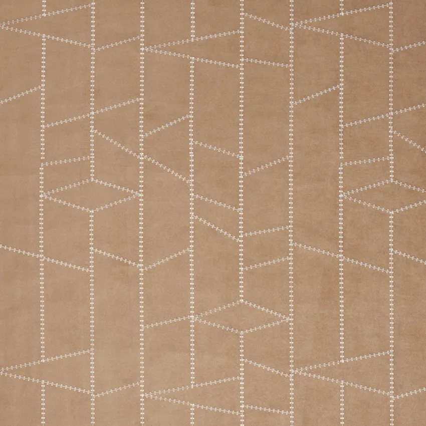 Beige and Tan Abstract Geometric Ultrastitch Microfiber Upholstery Fabric