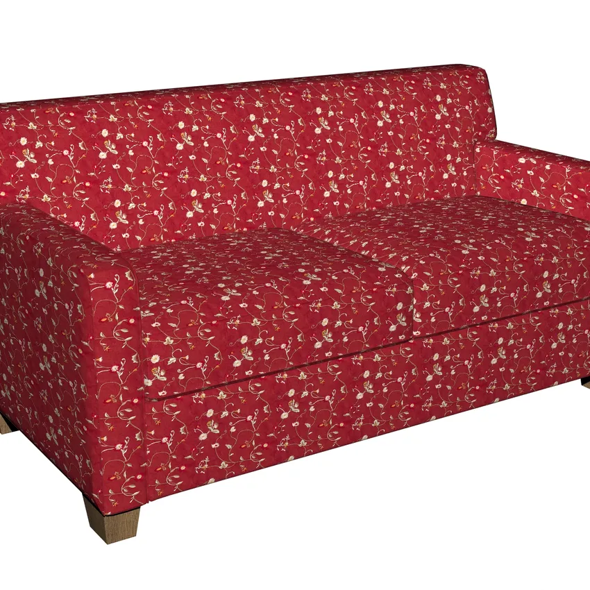 Red Burgundy and White  Small Scale Floral Vines Floral Microfiber Upholstery Fabric — Fabric on furniture