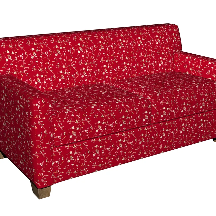 Red Burgundy and White Small Scale Floral Vines Floral Microfiber Upholstery Fabric — Fabric on furniture