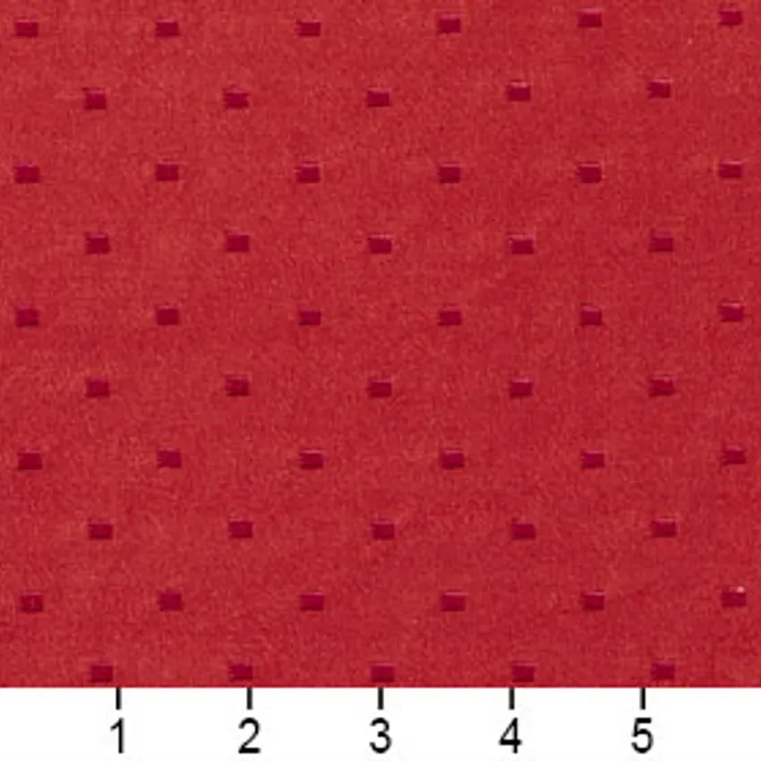 Scarlet Red Burgundy Dot Abstract Microfiber Upholstery Fabric — Scale in inches