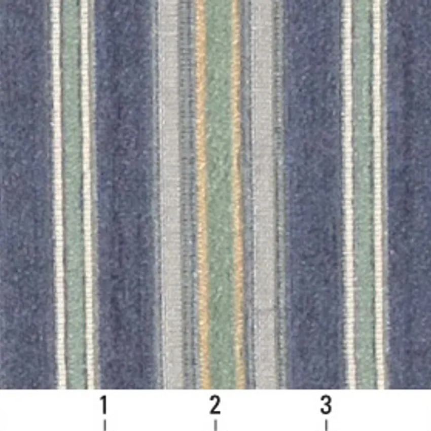 Iris Dark Blue and Light Blue Stripes Chenille  Upholstery Fabric by the Yard — Scale in inches