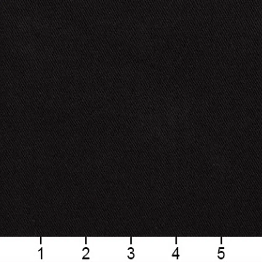 Onyx  Black Plain Denim Upholstery Fabric by the Yard — Scale in inches