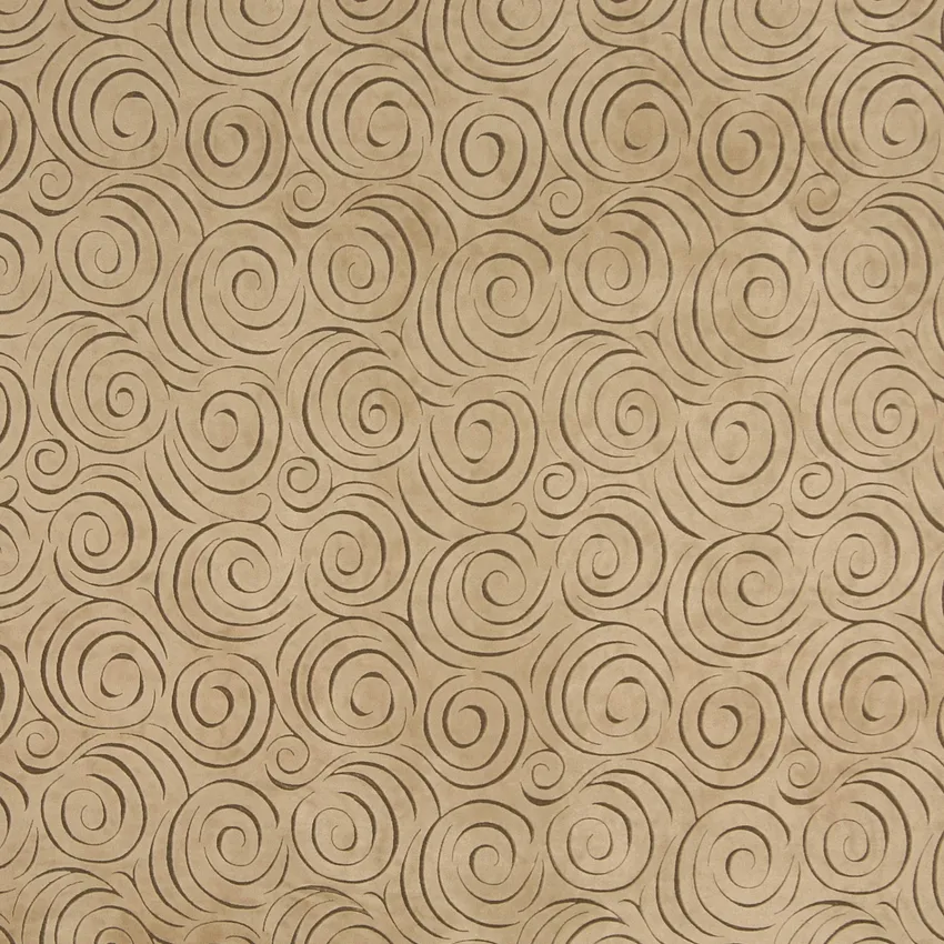 Camel Beige Abstract Swirls Microfiber Upholstery Fabric